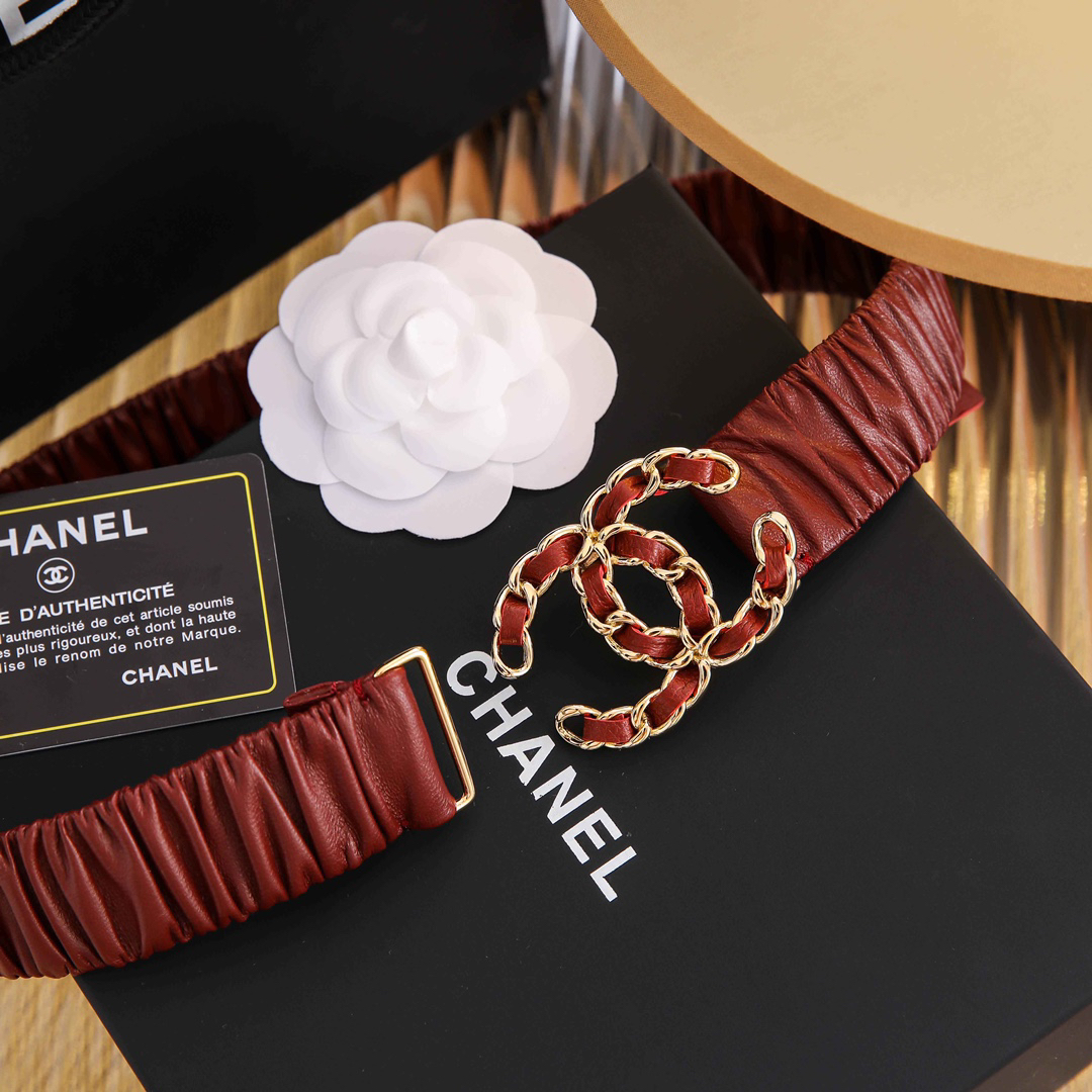 [TOP] CHANEL Elasticity Belt 4 Sizes - Dark Red - 711 Luxury