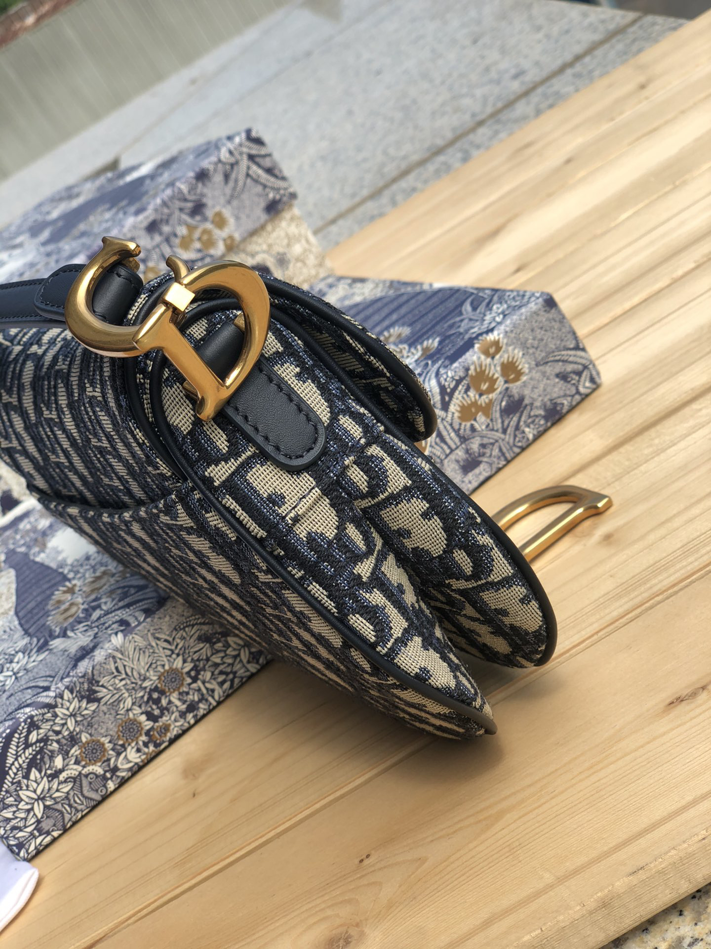 [TOP] Christian Dior Saddle Bag Oblique 21x18x5cm - Navy Blue