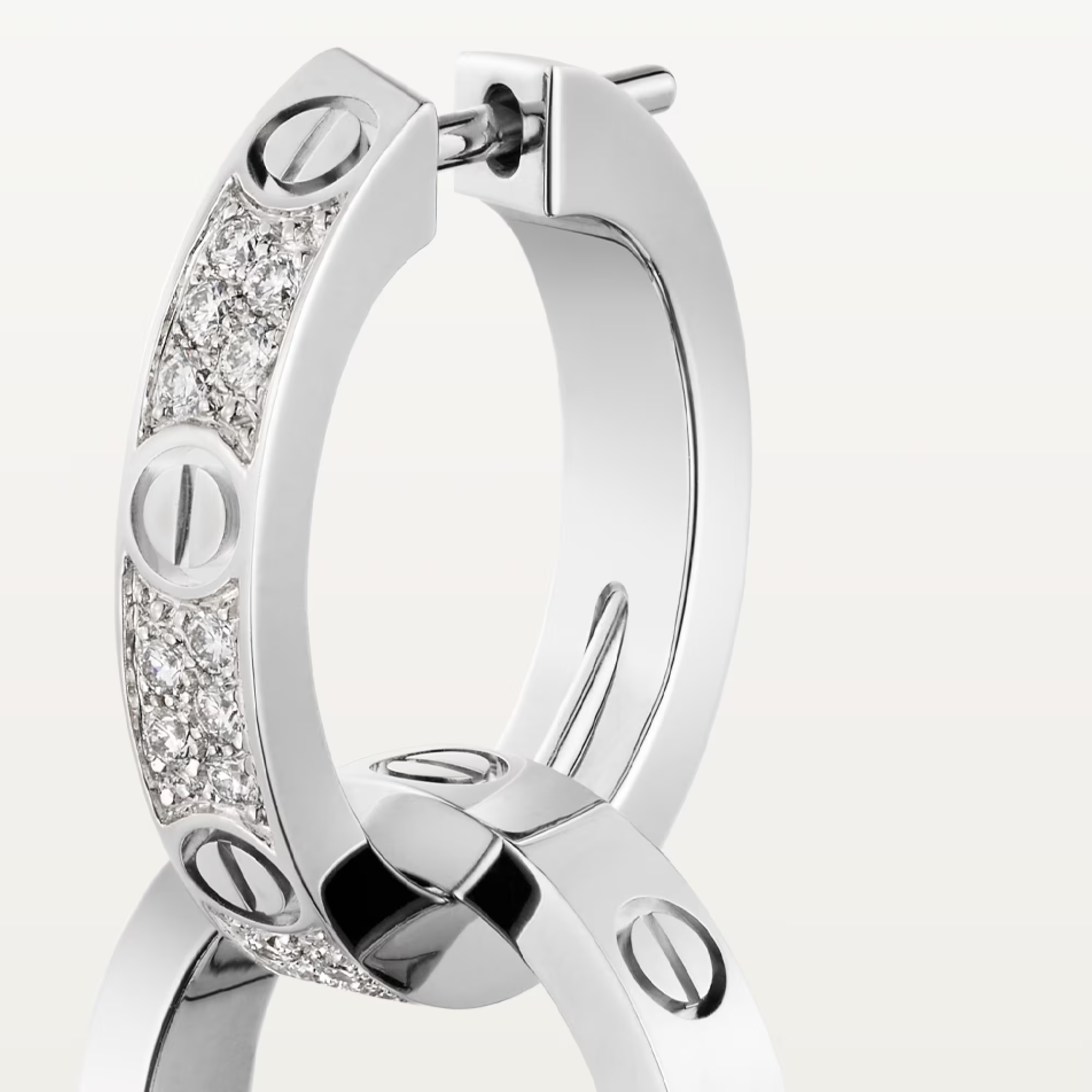 Carty Love Luna Loop Earrings, White Gold, Multiwear Half-Paved