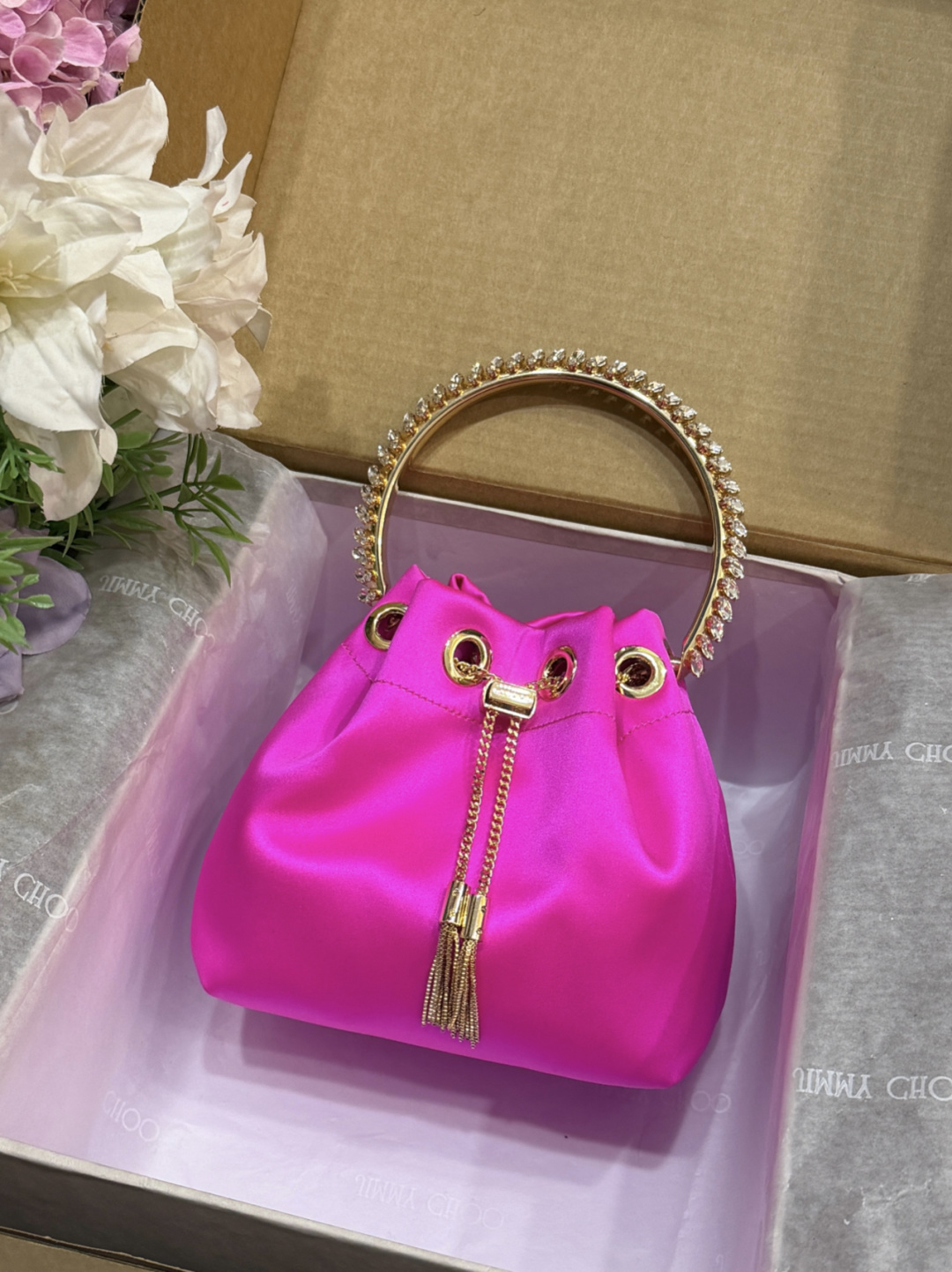 [TOP] JIMMY CHOO Bon Bon Bag 16*15*9.5CM - Rose Pink - 711 Luxury