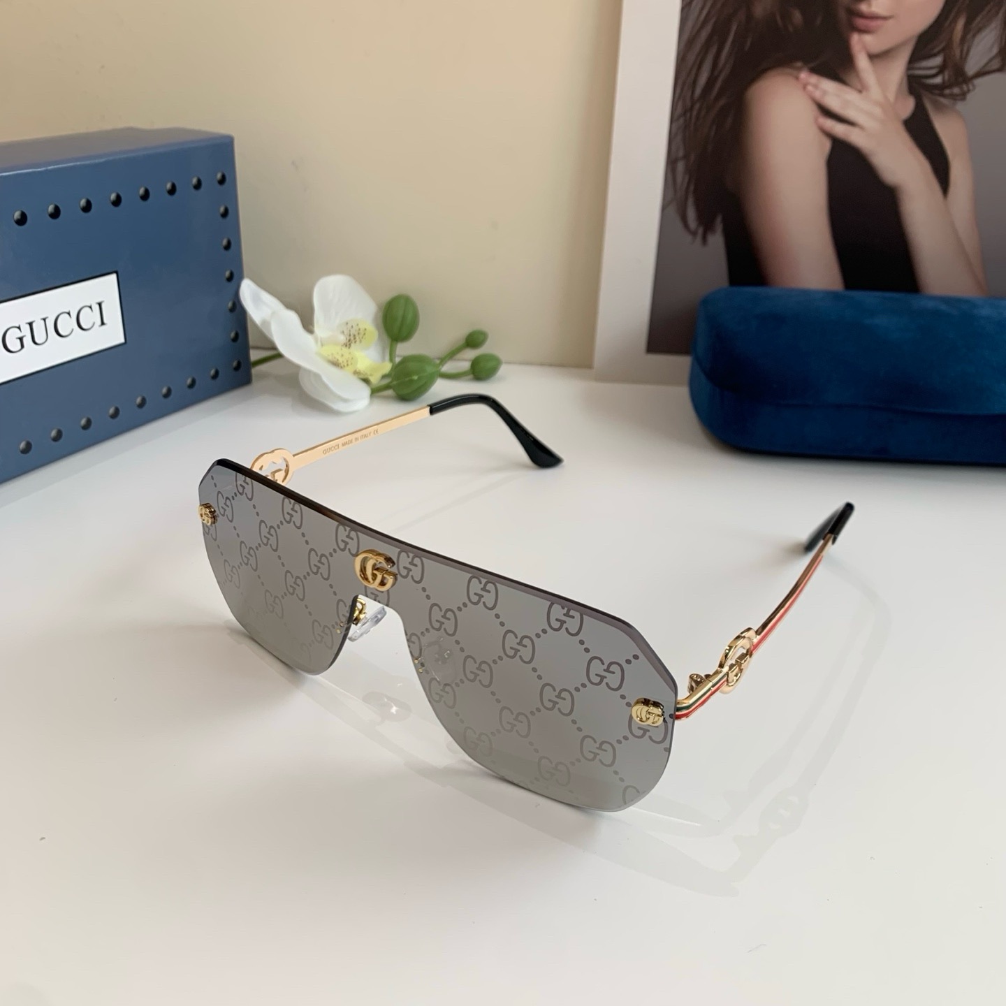 [TOP] Gucci Sunglasses - Gold - 711 Luxury