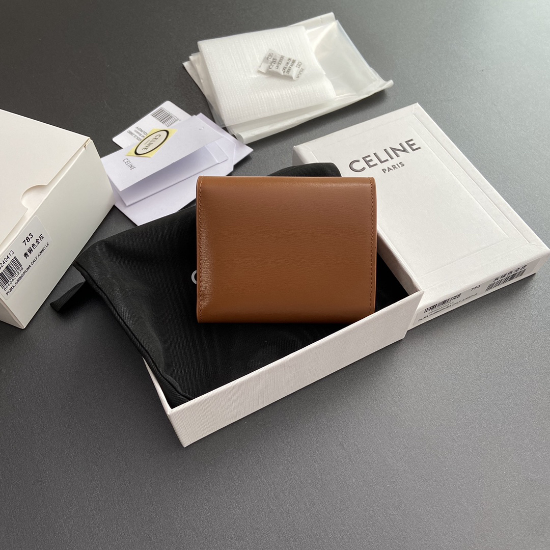 [TOP] CELINE Triomphe Logo Wallet 10.5-9-3cm - Brown - 711 Luxury