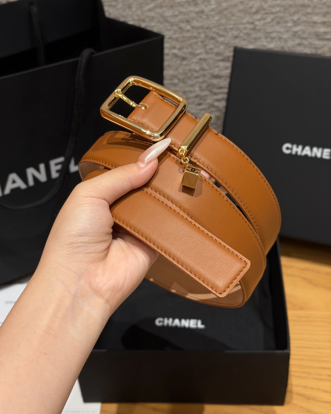 [TOP] CHANEL Cowhide Belt 3 cm - Caramel - 711 Luxury