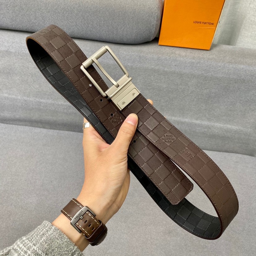 [TOP] Louis Vuitton LV Belt 4 cm - Black and Brown - 711 Luxury