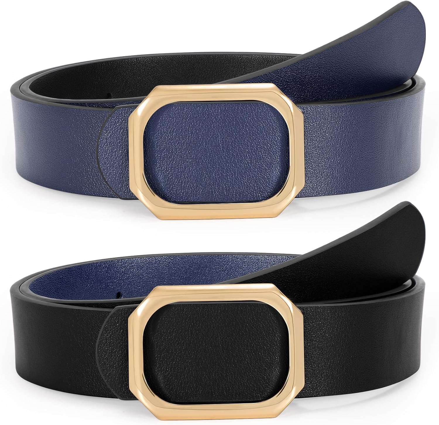 SUOSDEY Women Reversible Leather Belt for Jeans Pants Dresses Ladies Waist Belt, 1.3 Width