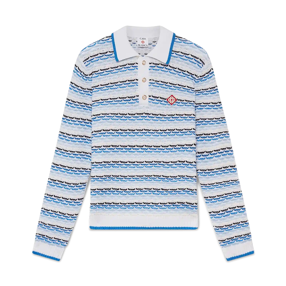 Designer Clothing Casablanca Tuck Stitch Long Sleeve Polo Shirt and Shorts #390413 View 2 | Nigo Office