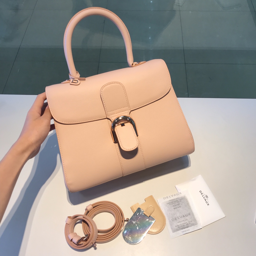 [TOP] Delvaux Brillant Bag Togo Leather 28*13.5*22.5cm - Pink - 711 Luxury