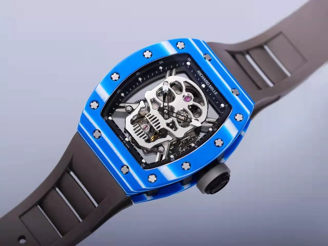 RM 52-01 Skull Black Blue Bezel 44mm