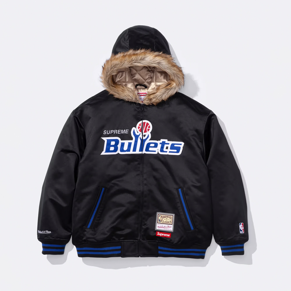 Designer Clothing Supreme X Mitchell & Ness Teams Hooded Satin Varsity Jacket #390408 | Nigo Office