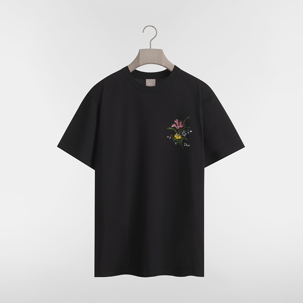 DIOR Dior Secret Garden Print T-Shirt with Relaxed Fit Black Cotton Knit #387157