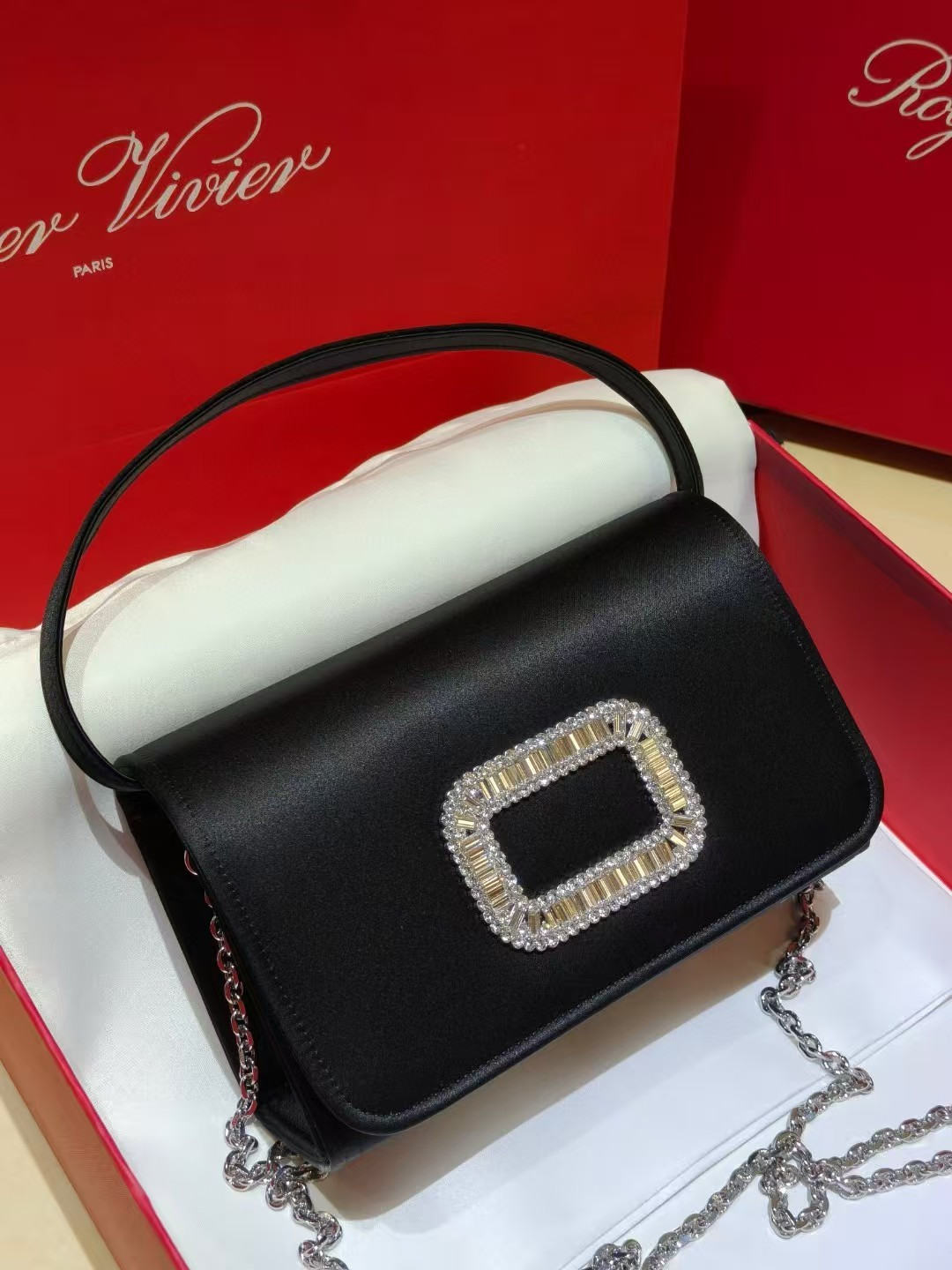 [TOP] ROGER VIVIER Diamond Bag 18-10.5-6 CM - Black - 711 Luxury