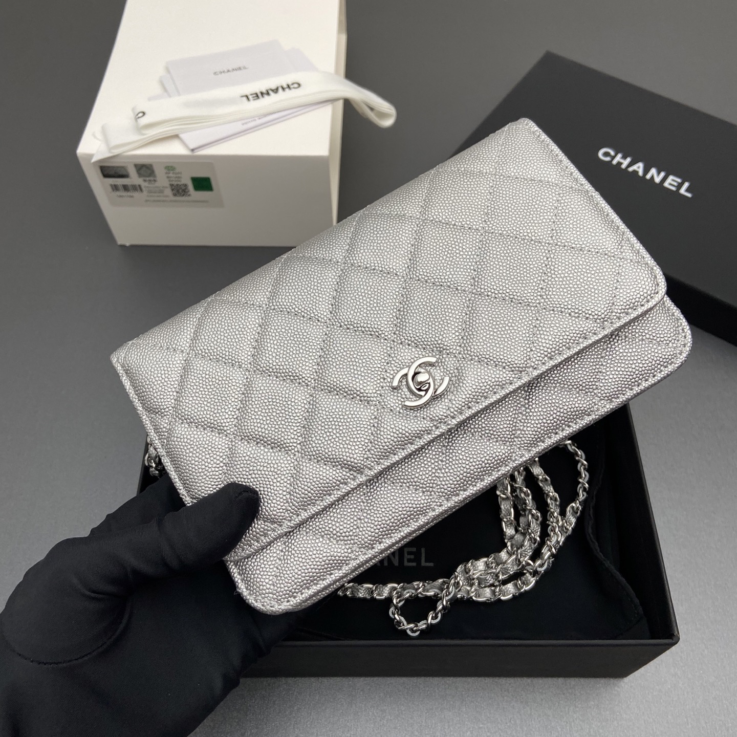 [TOP] CHANEL Woc Bag  20-13-3.5cm - Sliver