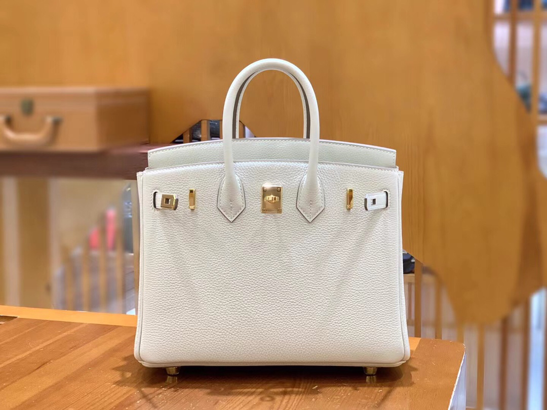 [TOP] HERMES Birkin Togo Leather 25cm - Craie & GHW