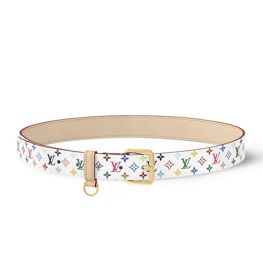 [TOP] Louis Vuitton LV D-Ring Monogram Multicolor Belt 3cm - White - 711 Luxury