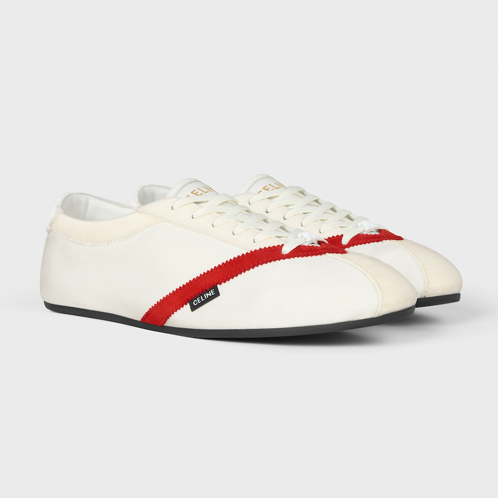 Celine black Shoes CELINE THE FLAT SNEAKER IN GROS GRAIN VELVET SUEDE CALFSKIN AND LAMBSKIN BLACK WHITE #389660 View 2 | Nigo