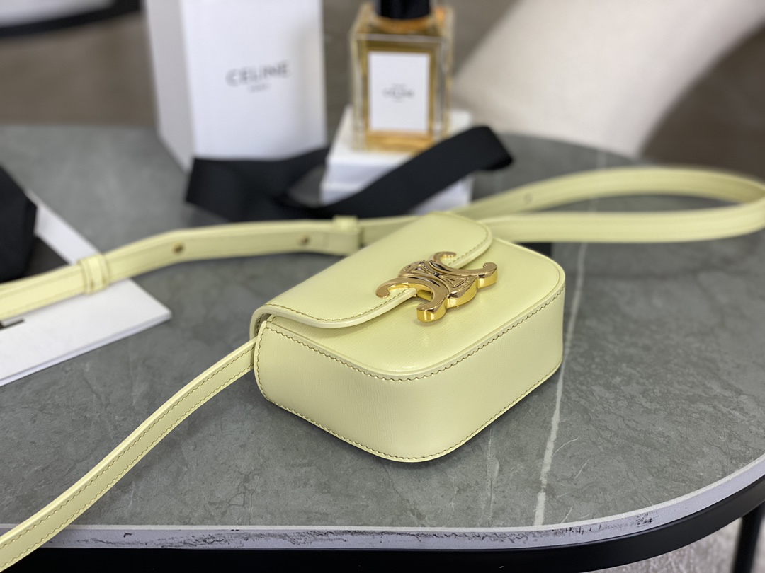 [TOP] CELINE Triomphe Mini Bag Cowhide 11x8x4cm - Yellow - 711 Luxury