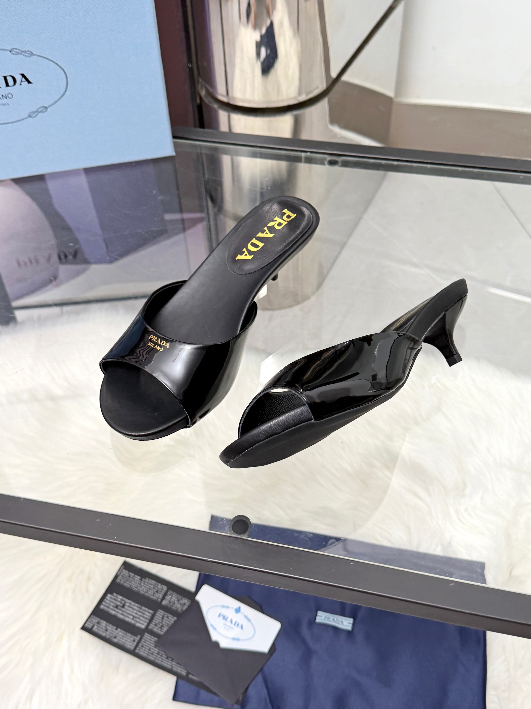 [TOP] PRADA 3.5cm Low Heel Slippers - Black - 711 Luxury