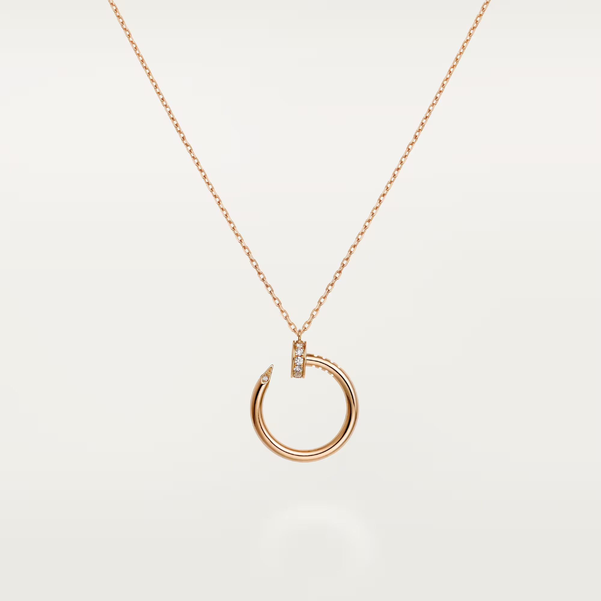 Carty Nails Solo Trace Necklace ,Rose  Gold ,14 Moissanite