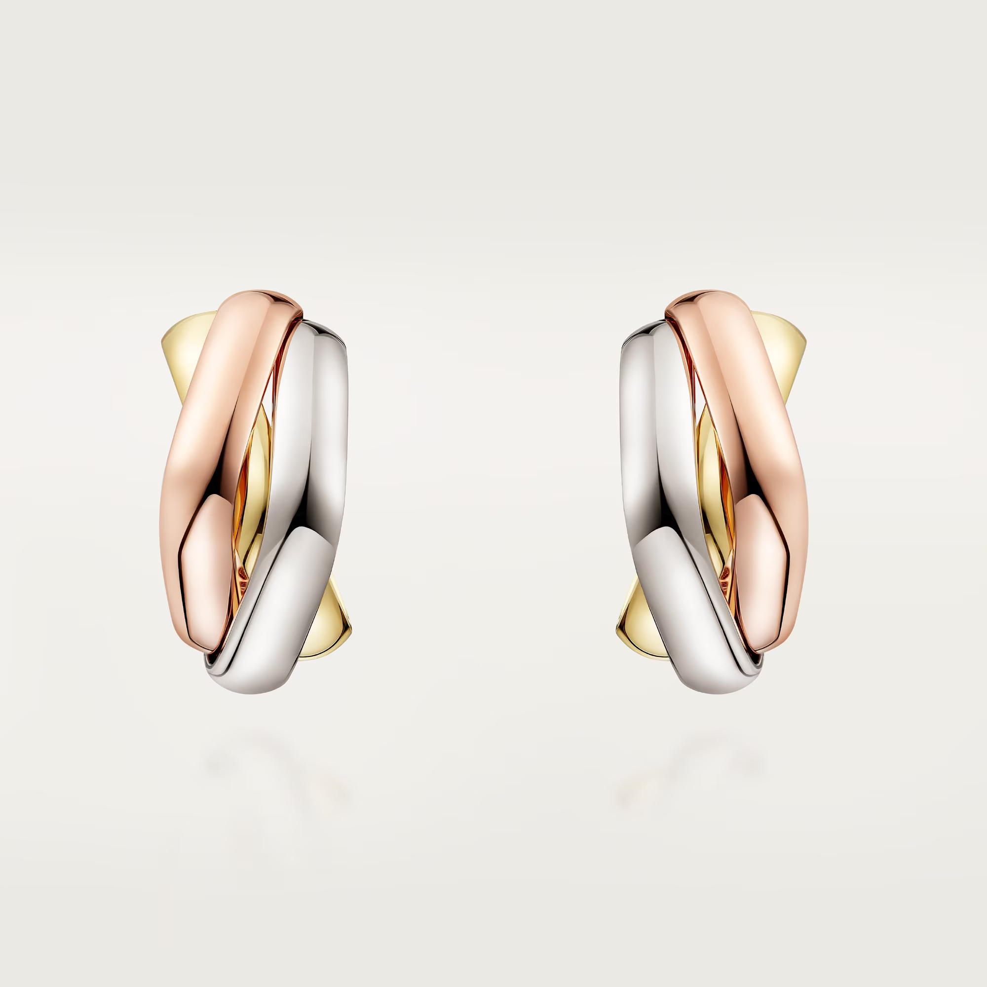 Carty Three Circles Earrings, Three Tone, No Gemstones ,Square Model