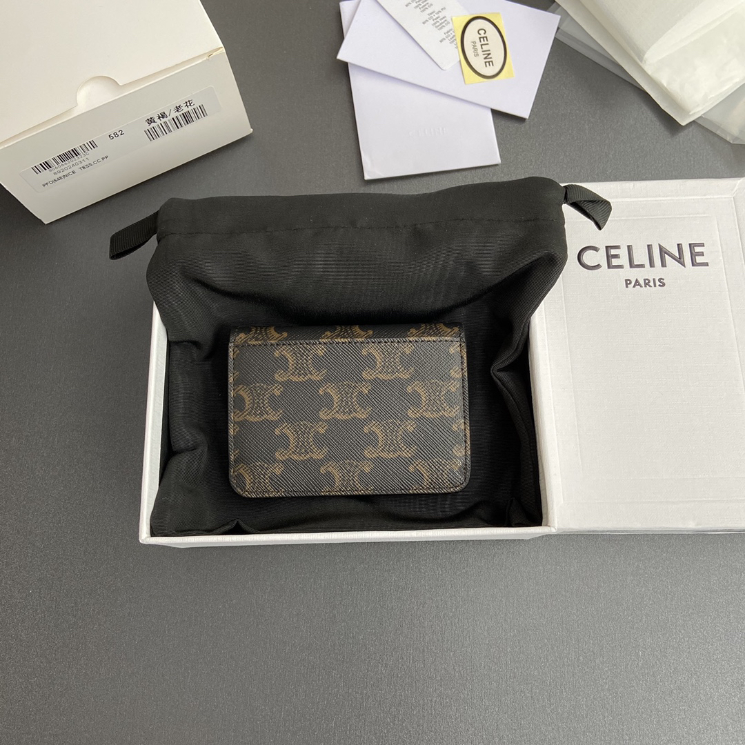 [TOP] CELINE Triomphe Logo Wallet 10-7.5-2cm - Brown - 711 Luxury