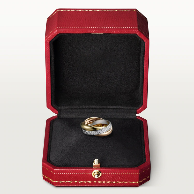 Carty Three Circles Ring, Three Tone, Moissanite，Medium