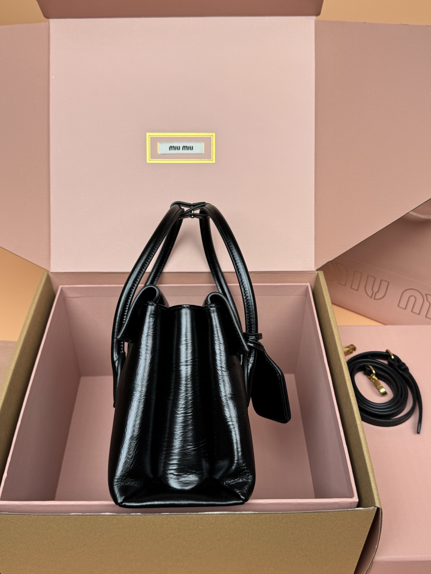 [TOP] Miu Miu Solitaire Bag 23X11X19cm - Black - 711 Luxury