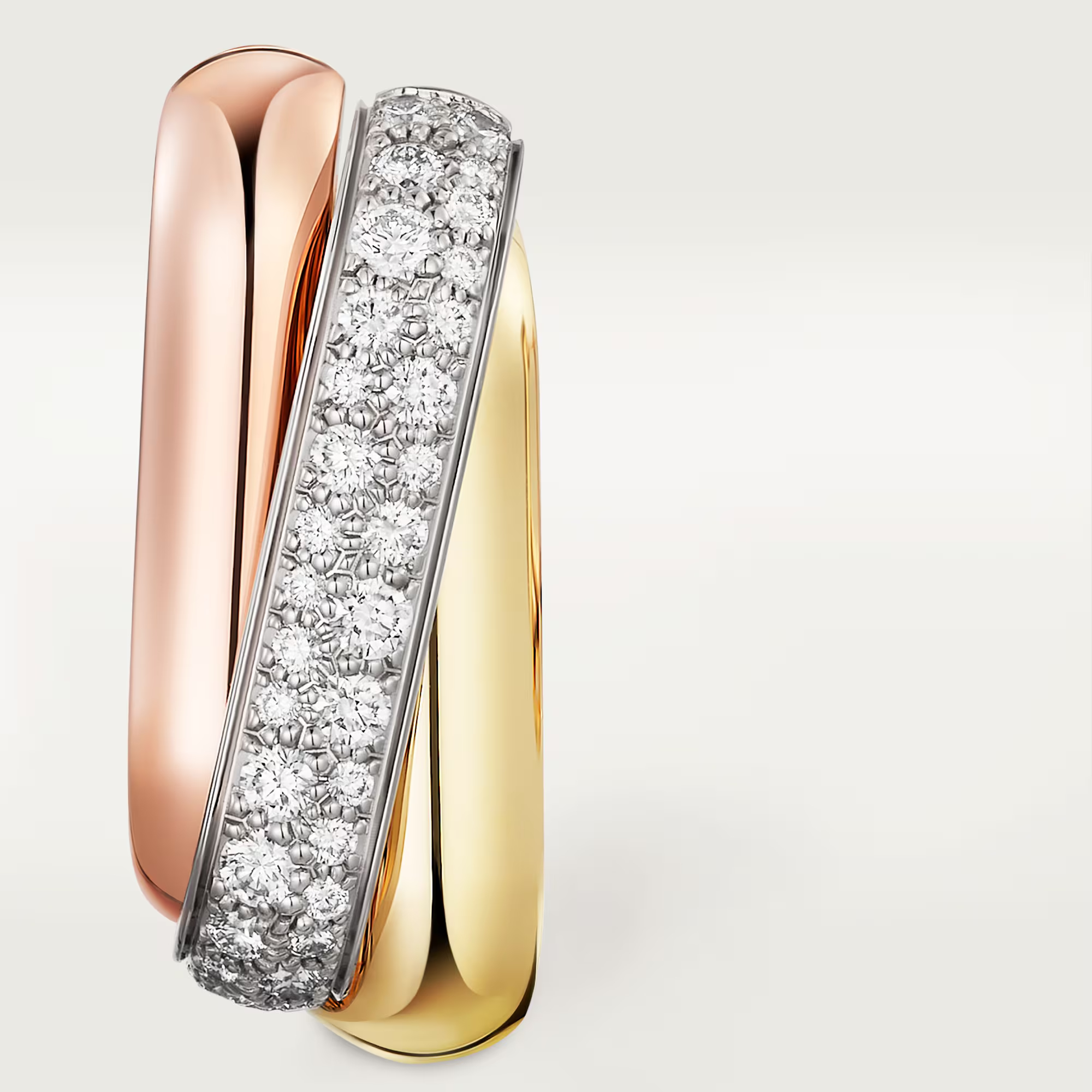 Carty Three Circles Earrings, ThreeTone ,Moissanite ,Half-Paved