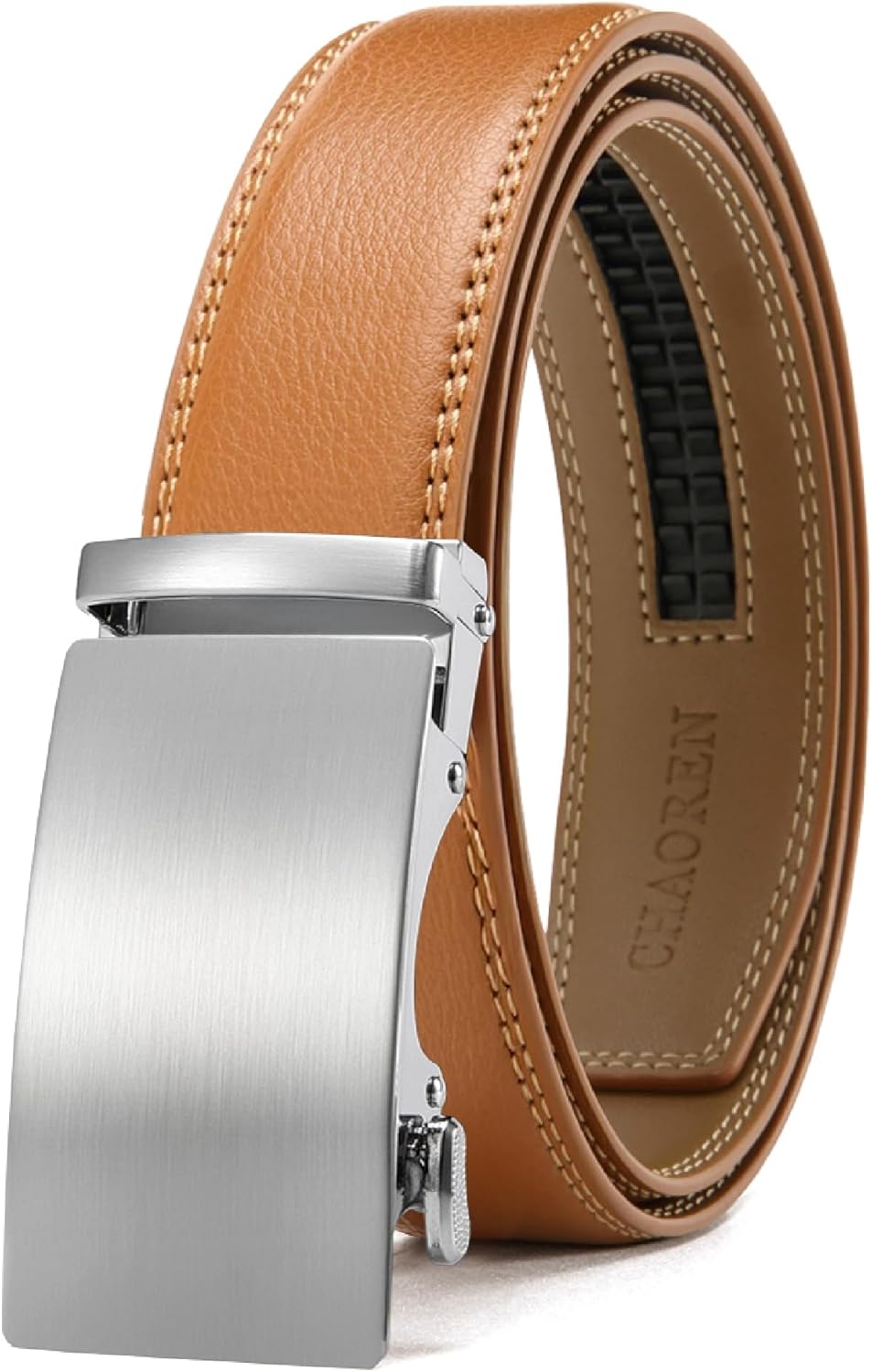 CHAOREN Mens Belt - Mens Ratchet Belt Leather 1 3/8 for Dress Pant - Micro Adjustable Belt Fit Everywhere