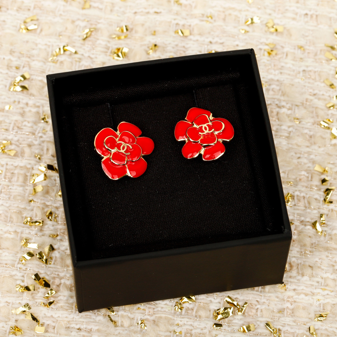 [TOP] CHANEL Earrings - Red