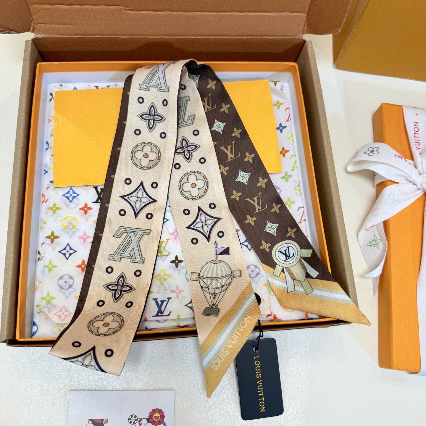 [TOP] Louis Vuitton LV From The oud BB Twilly Scarf 120x5cm - Beige and Brown - 711 Luxury