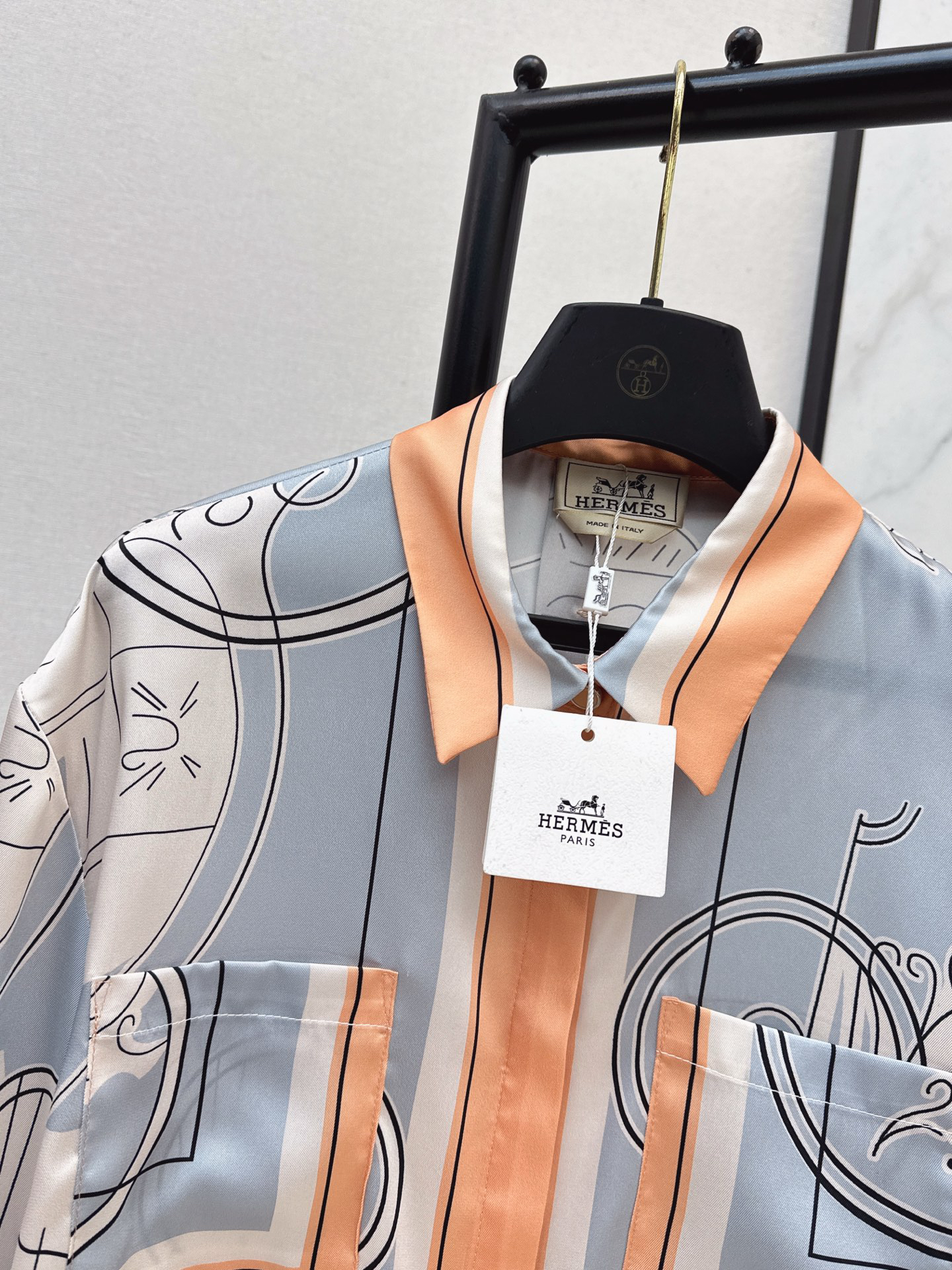 [TOP] HERMES Printed Shirt - Blue