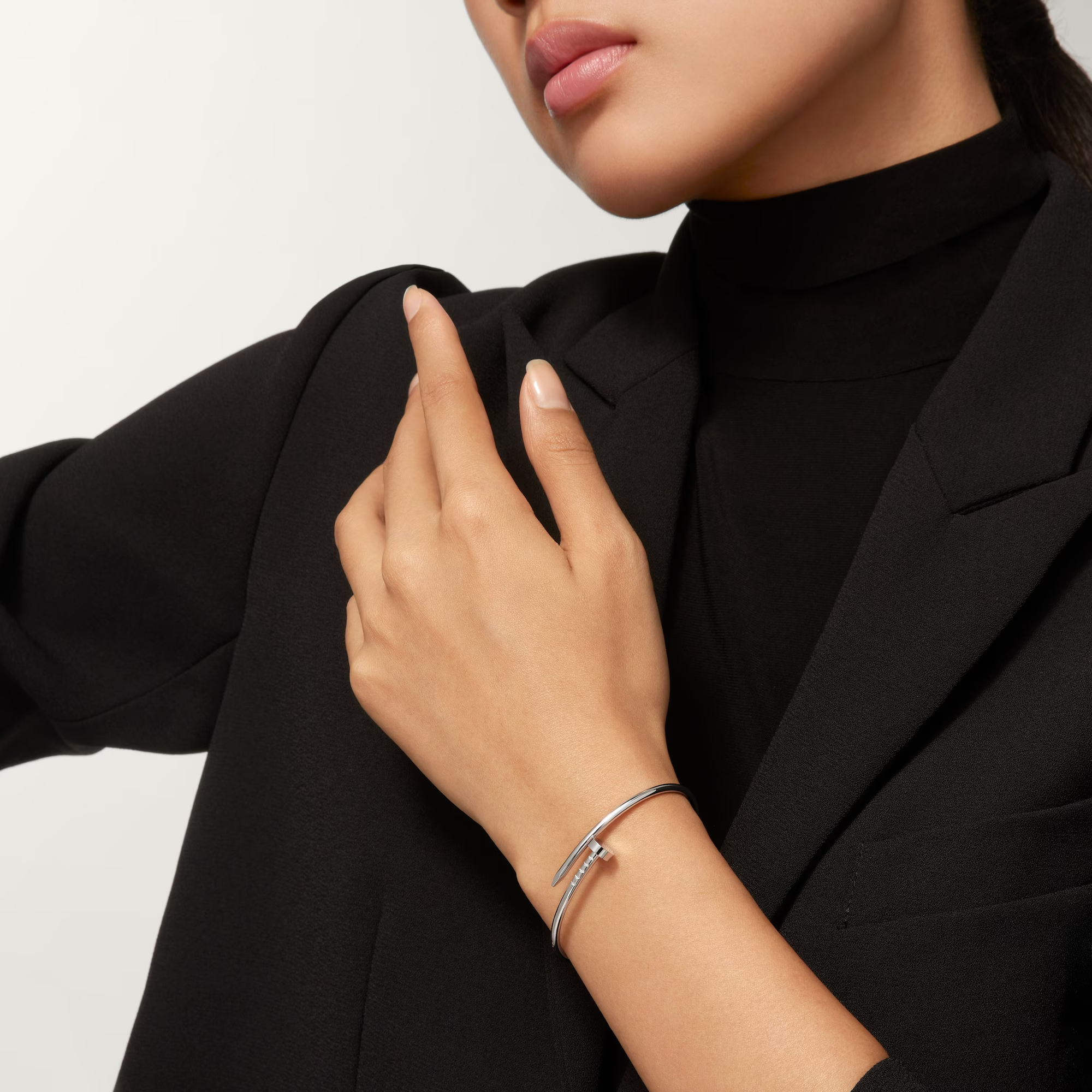 Carty Nails Solo Trace Bracelet, White gold ,Small Model