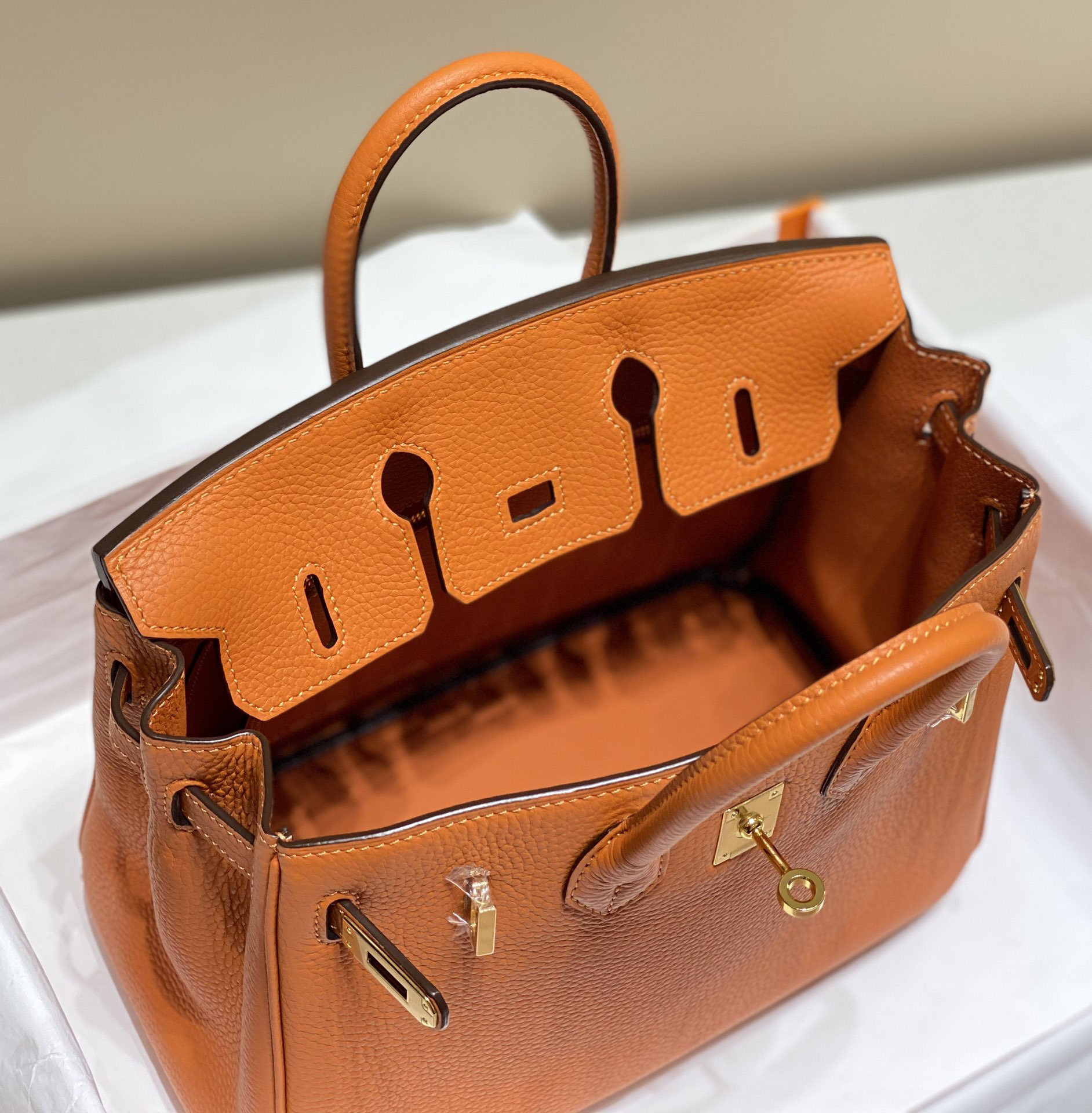 [TOP] HERMES Birkin Togo Leather 25cm - Orange & GHW
