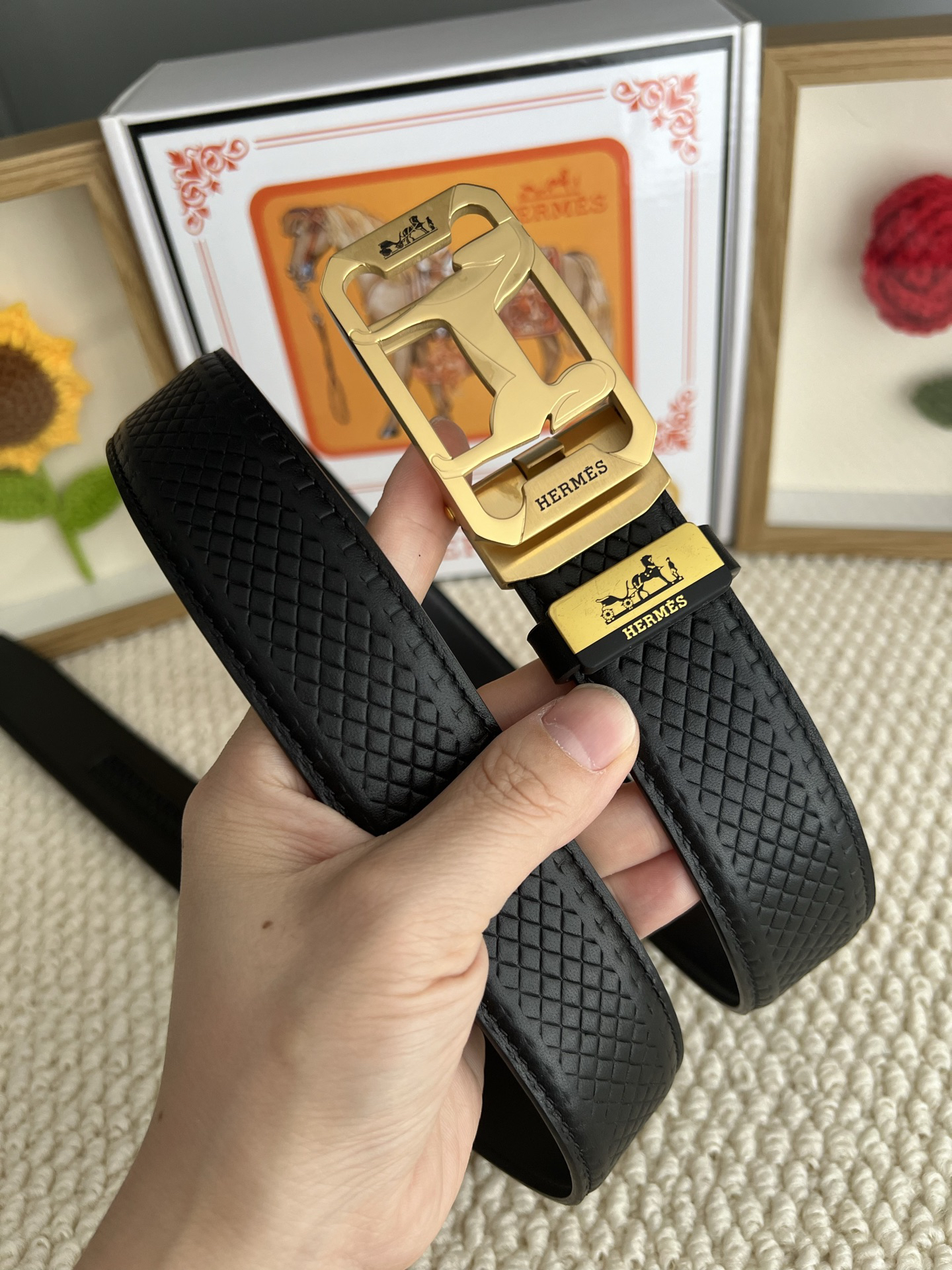 [TOP] HERMES Men's  Belt 3.5cm - Black - 711 Luxury