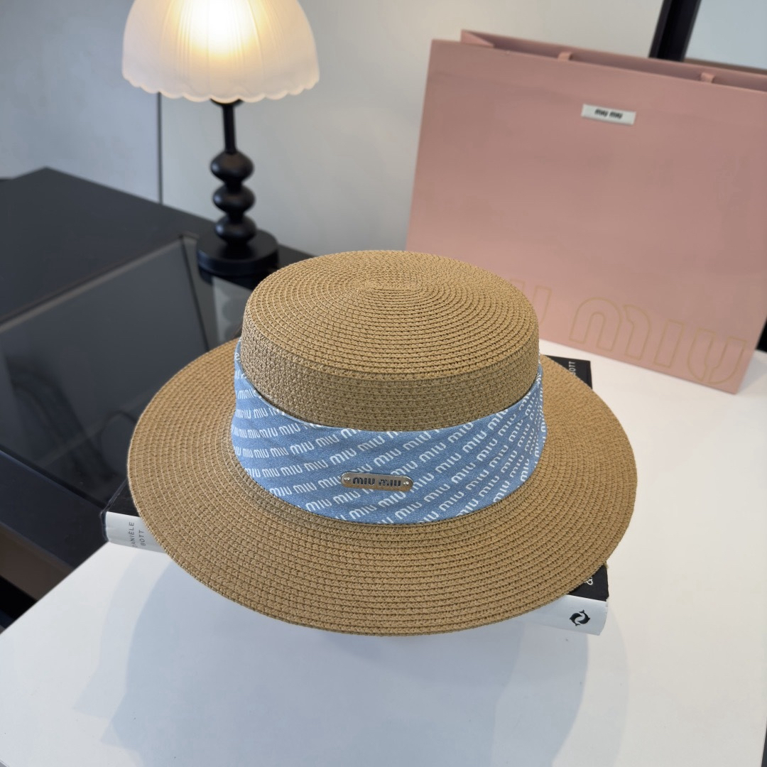 [TOP] Miu Miu Straw Hat - Brown - 711 Luxury