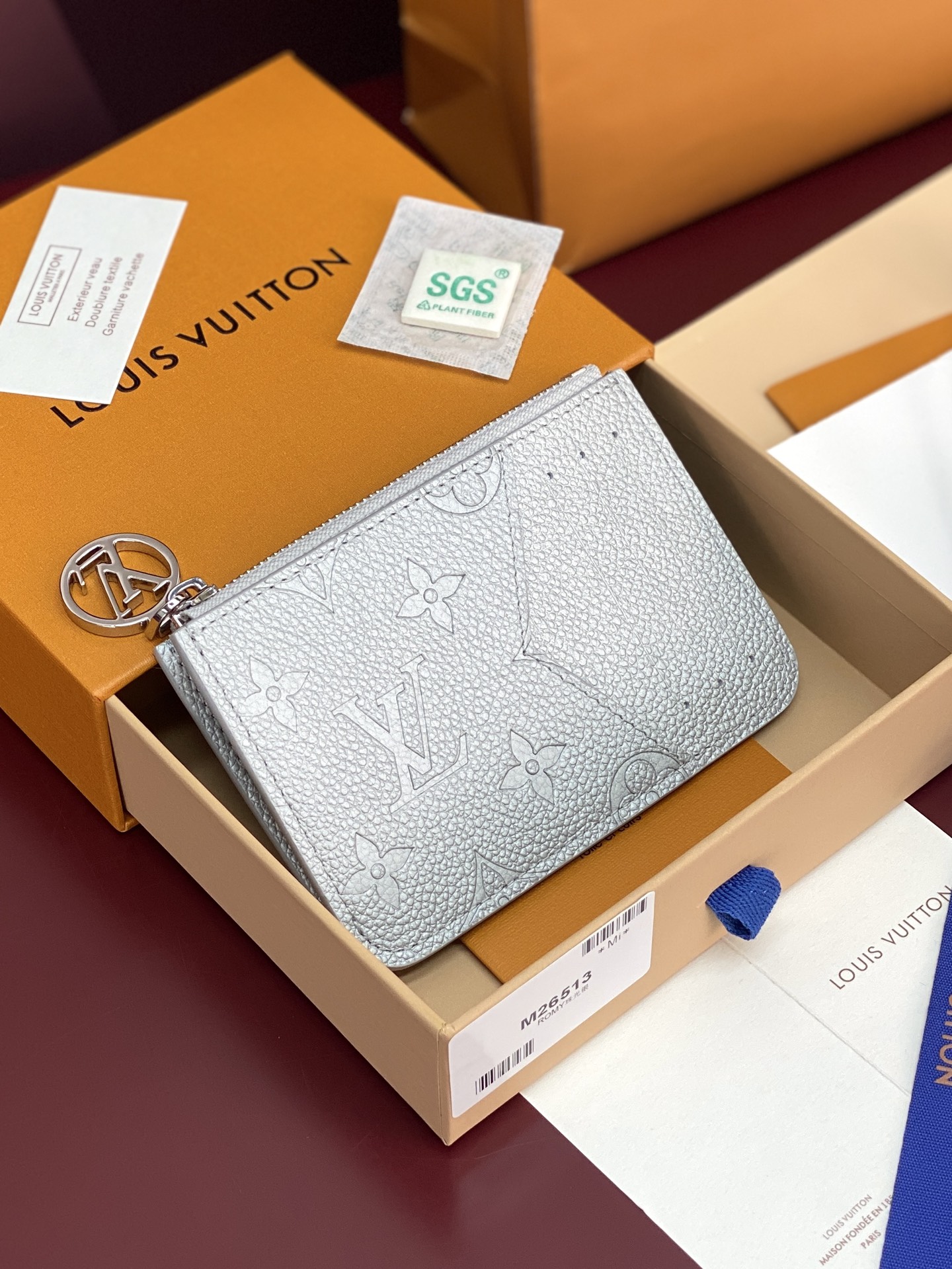 [TOP] Louis Vuitton LV Romy Card Holder 12x8x0.8cm - Pearl Silver