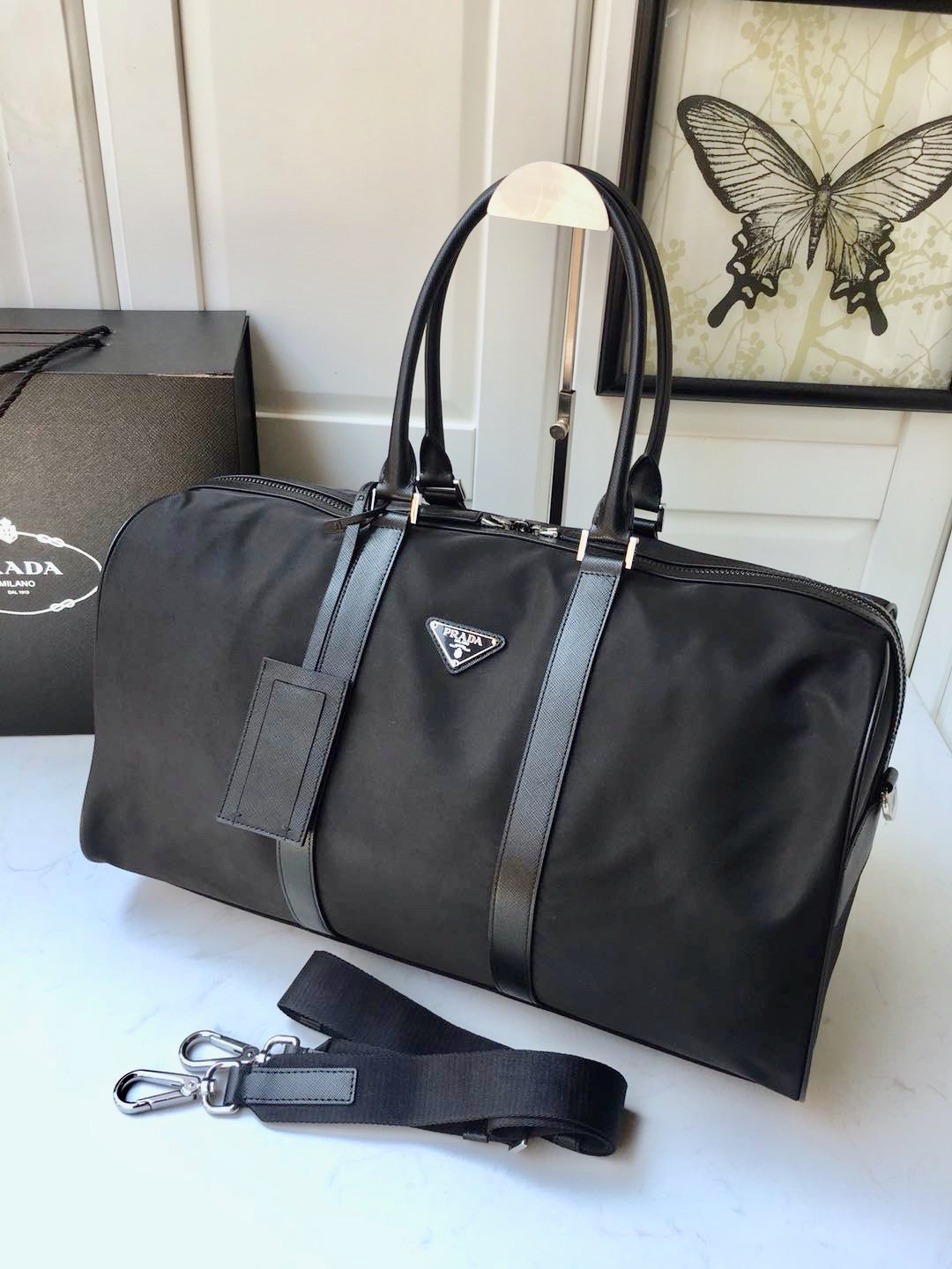 [TOP] PRADA Parachute Fabric Travel Bag  48x26x16.5cm - Black - 711 Luxury