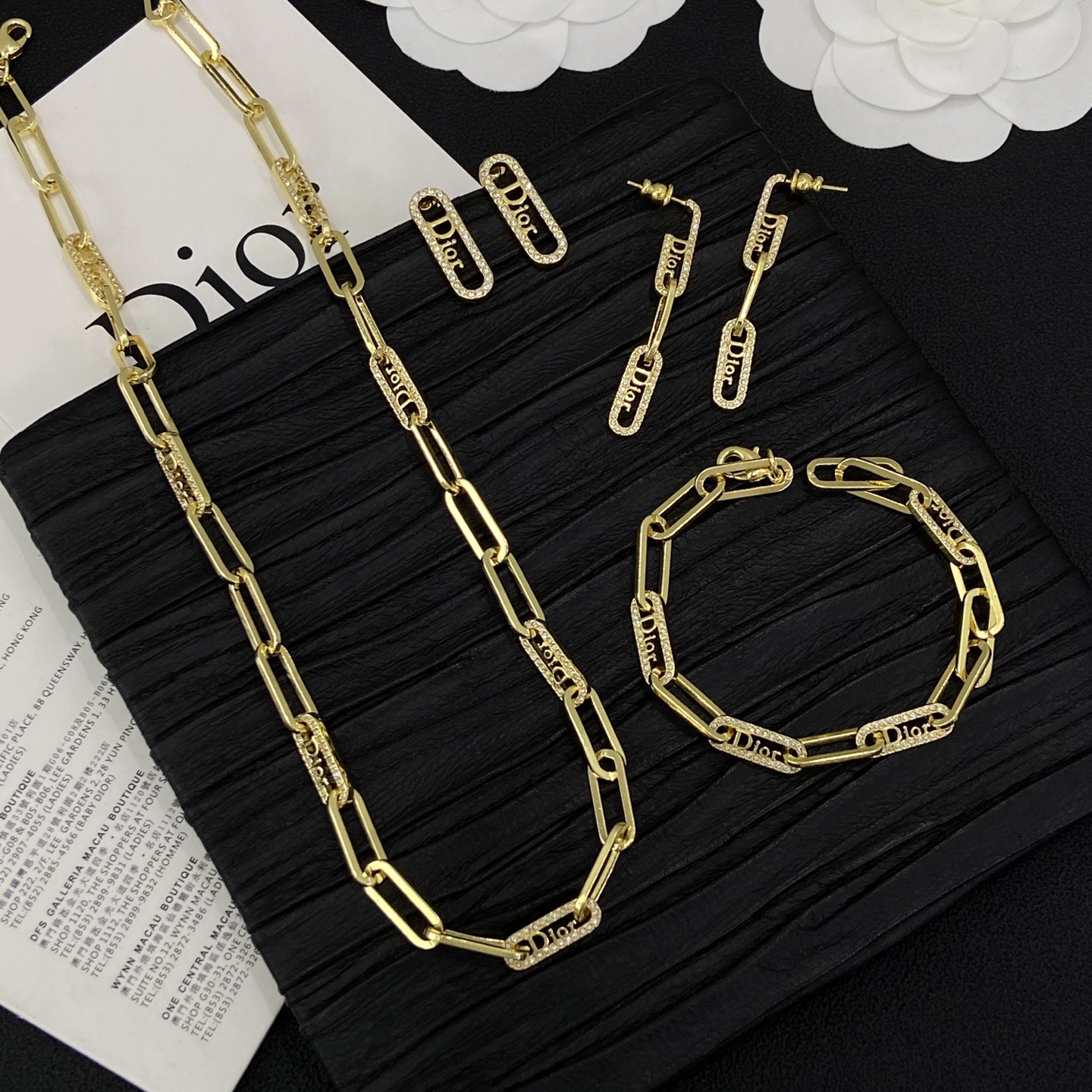 [TOP] Christian Dior Earrings + Bracelet + Necklace Set - Gold - 711 Luxury