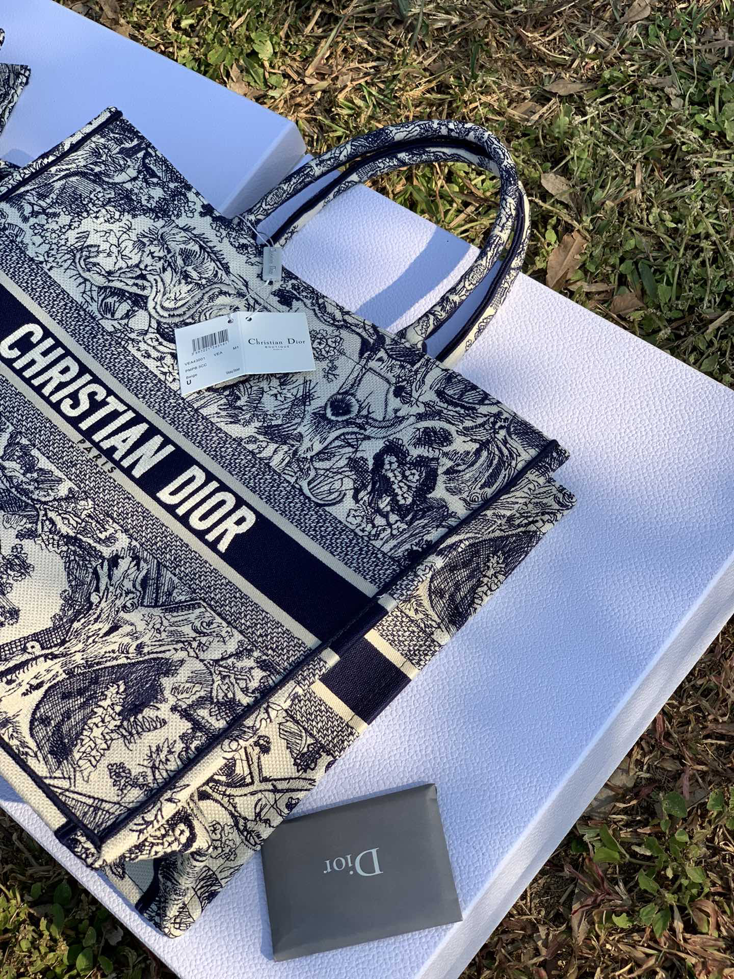 [TOP] Christian Dior Book Tote Bag 41.5x35x18cm - Navy Blue