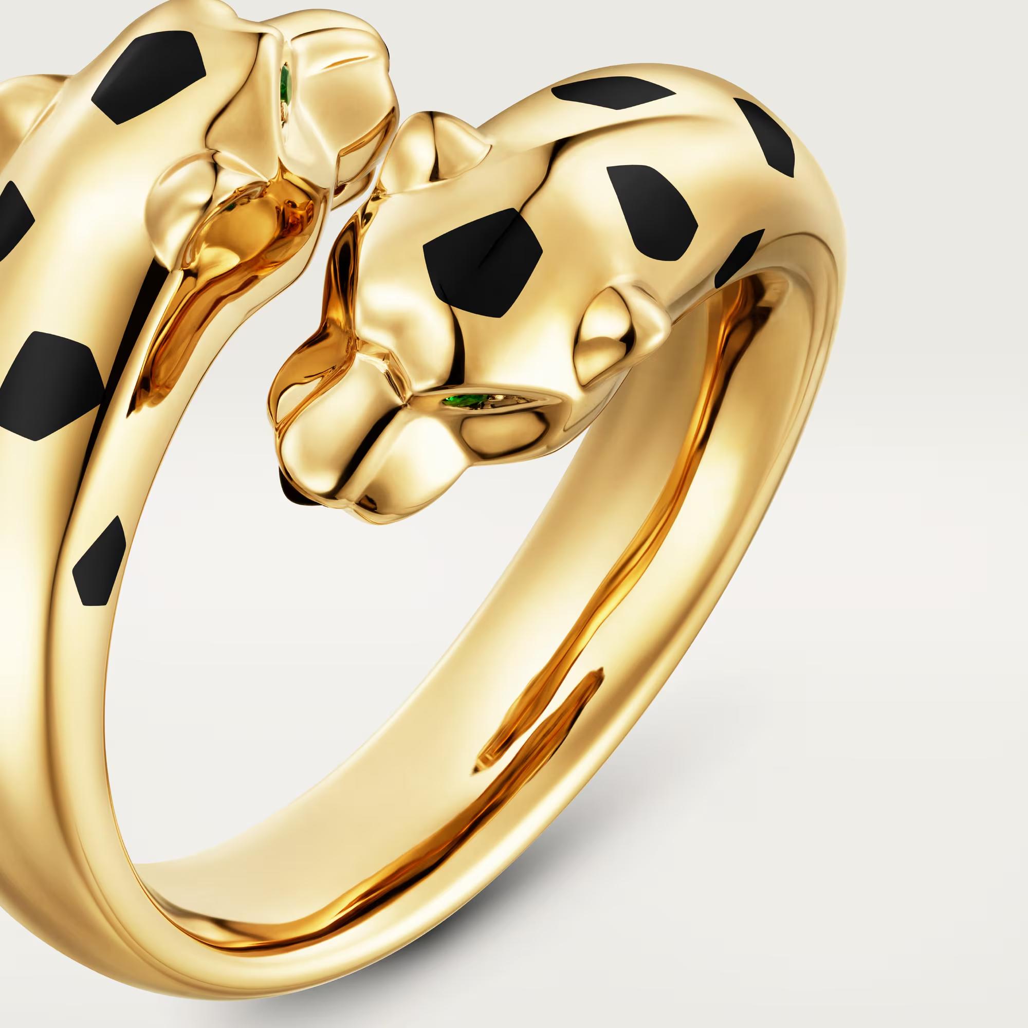Carty Panther Motif Ring, Yellow Gold, Double Head