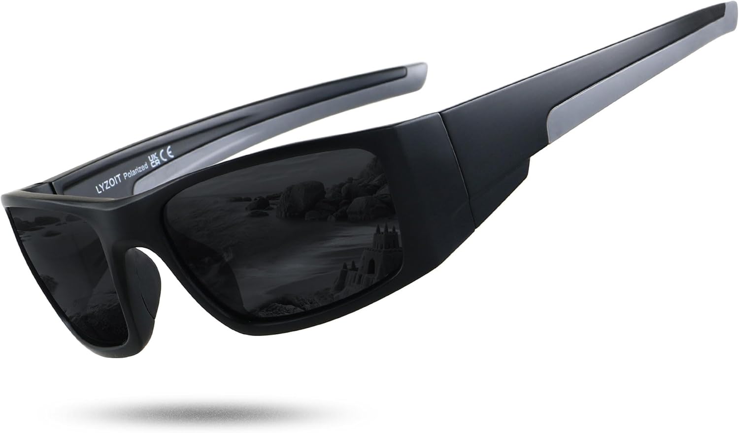LYZOIT Polarized Sports Sunglasses for Men Women Wrap Around Unbreakable Frame Driving Fishing Cycling Running