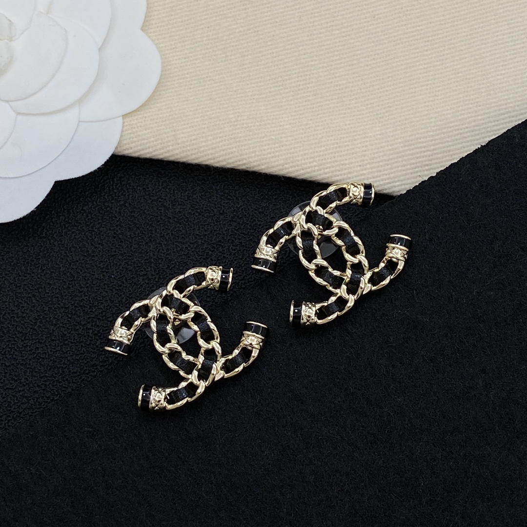 [TOP] CHANEL CC Earrings - Black