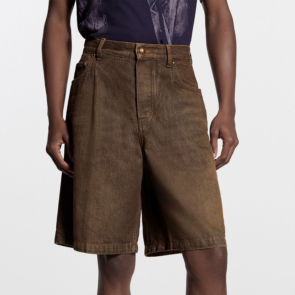 LOUIS VUITTON Coffe Indigo Denim Shorts #379658