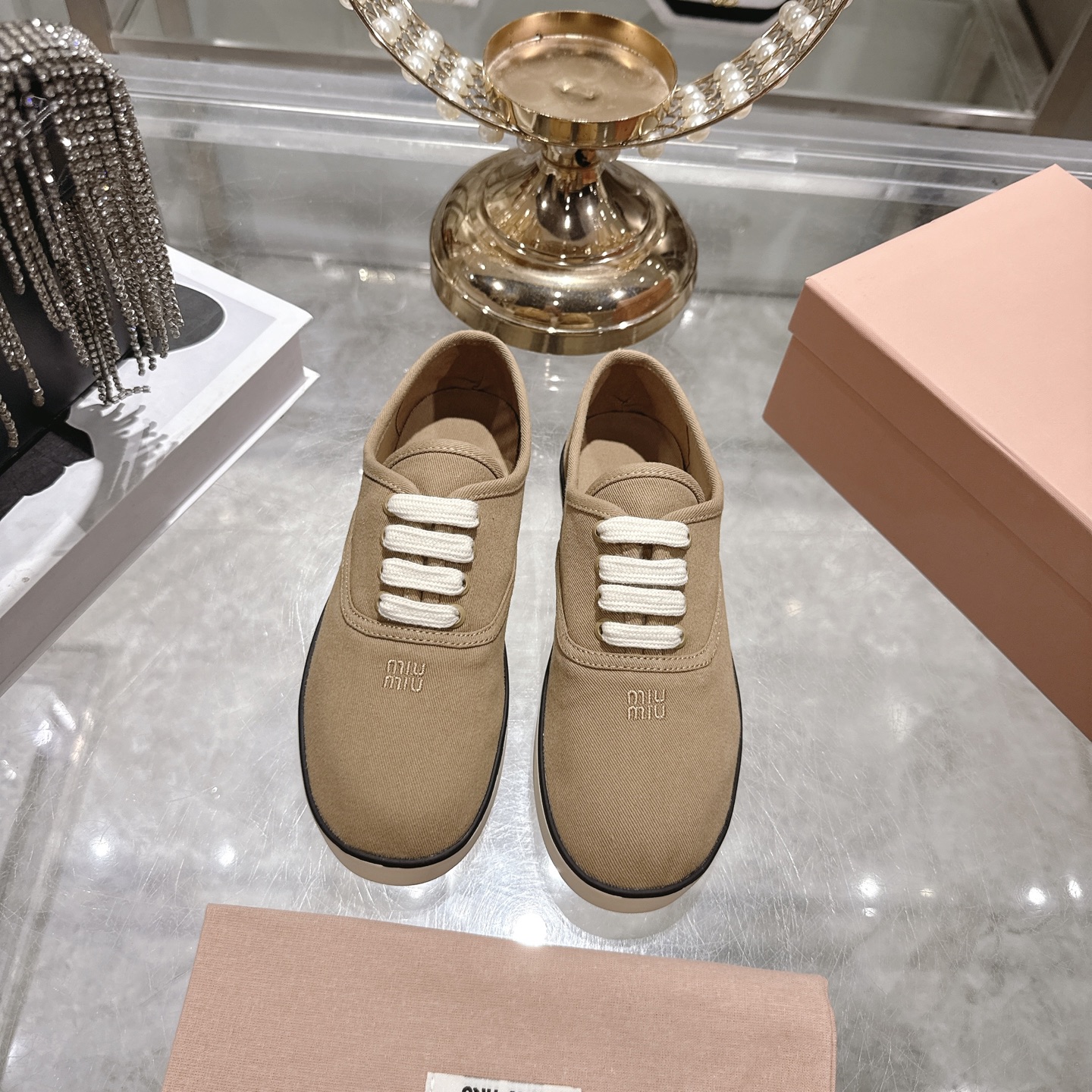 [TOP] Miu Miu Casual Shoes - Khaki - 711 Luxury