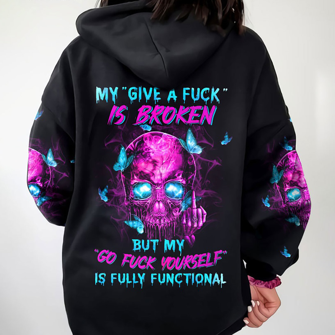MY GIVE A F IS BROKEN COTTON WOMEN'S HOODIE