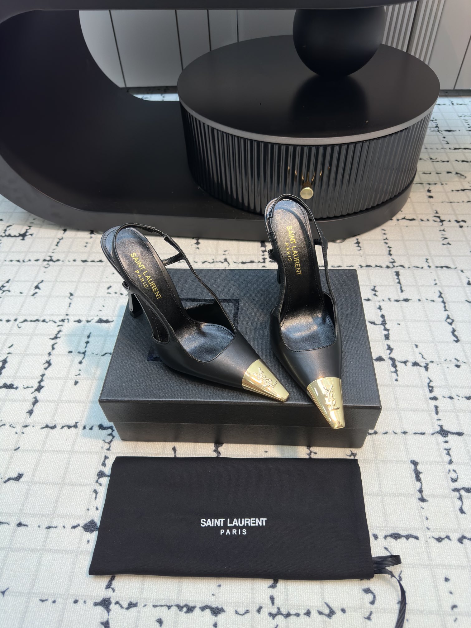 [TOP] Yves Saint Laurent YSL High Heels - Black - 711 Luxury