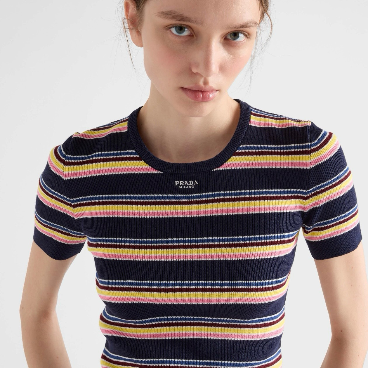 Prada Striped T-shirt in Blue #386049