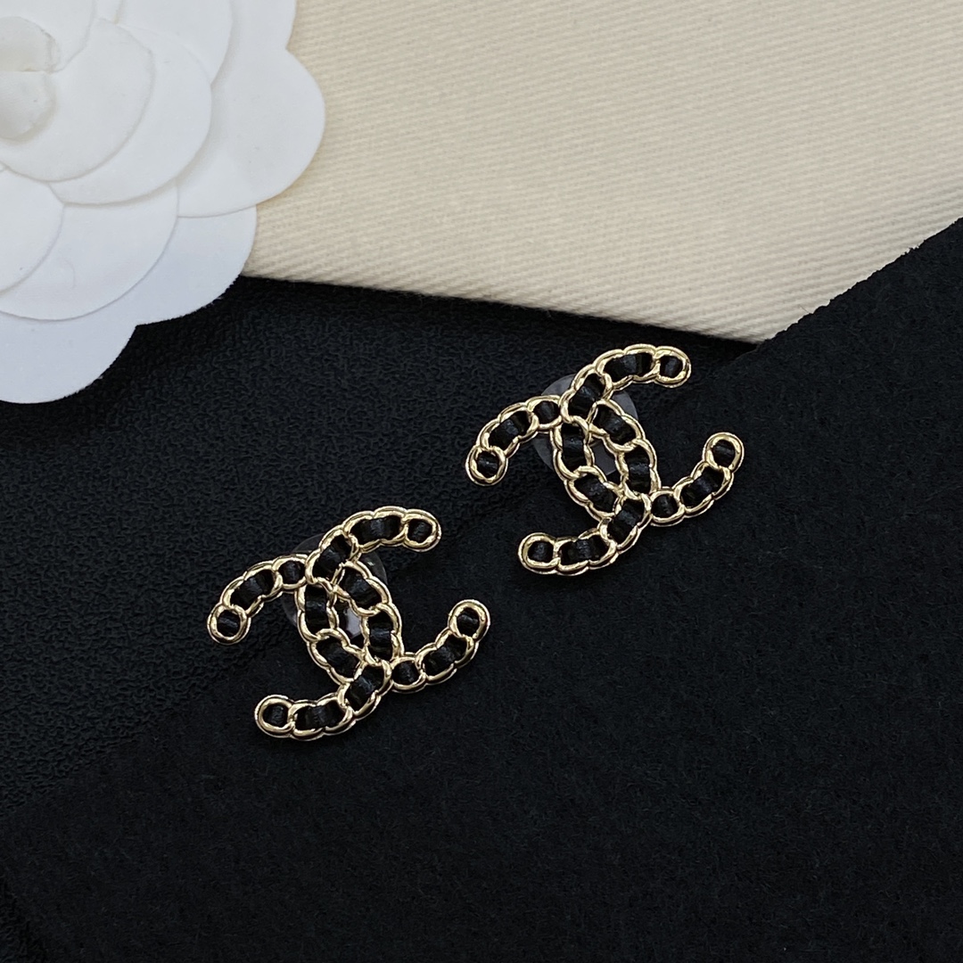 [TOP] CHANEL CC Earrings - Black