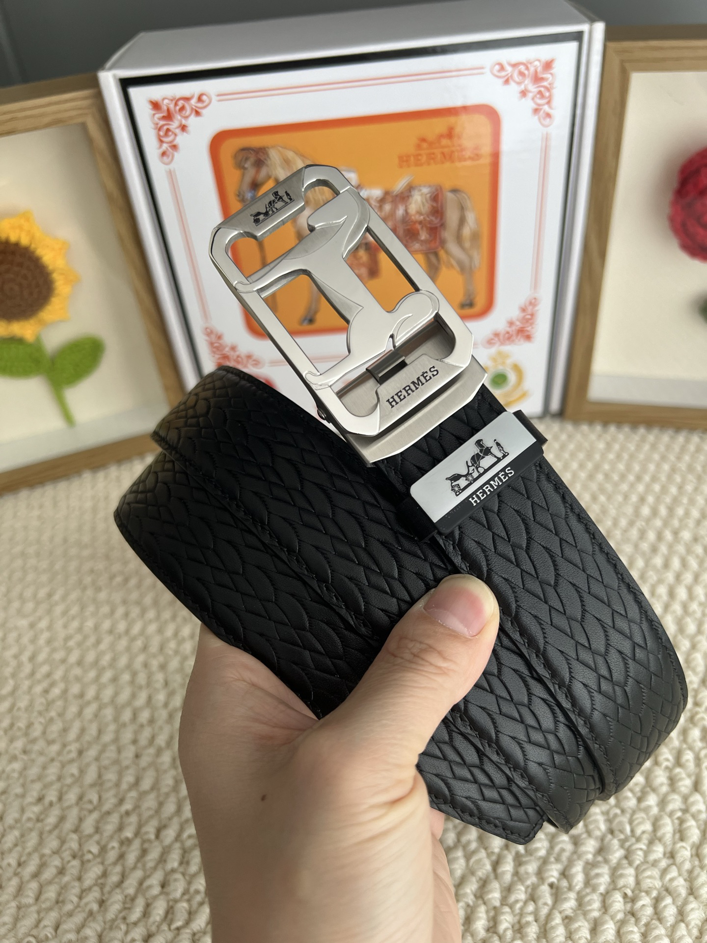 [TOP] HERMES Men's  Belt 3.5cm - Black - 711 Luxury