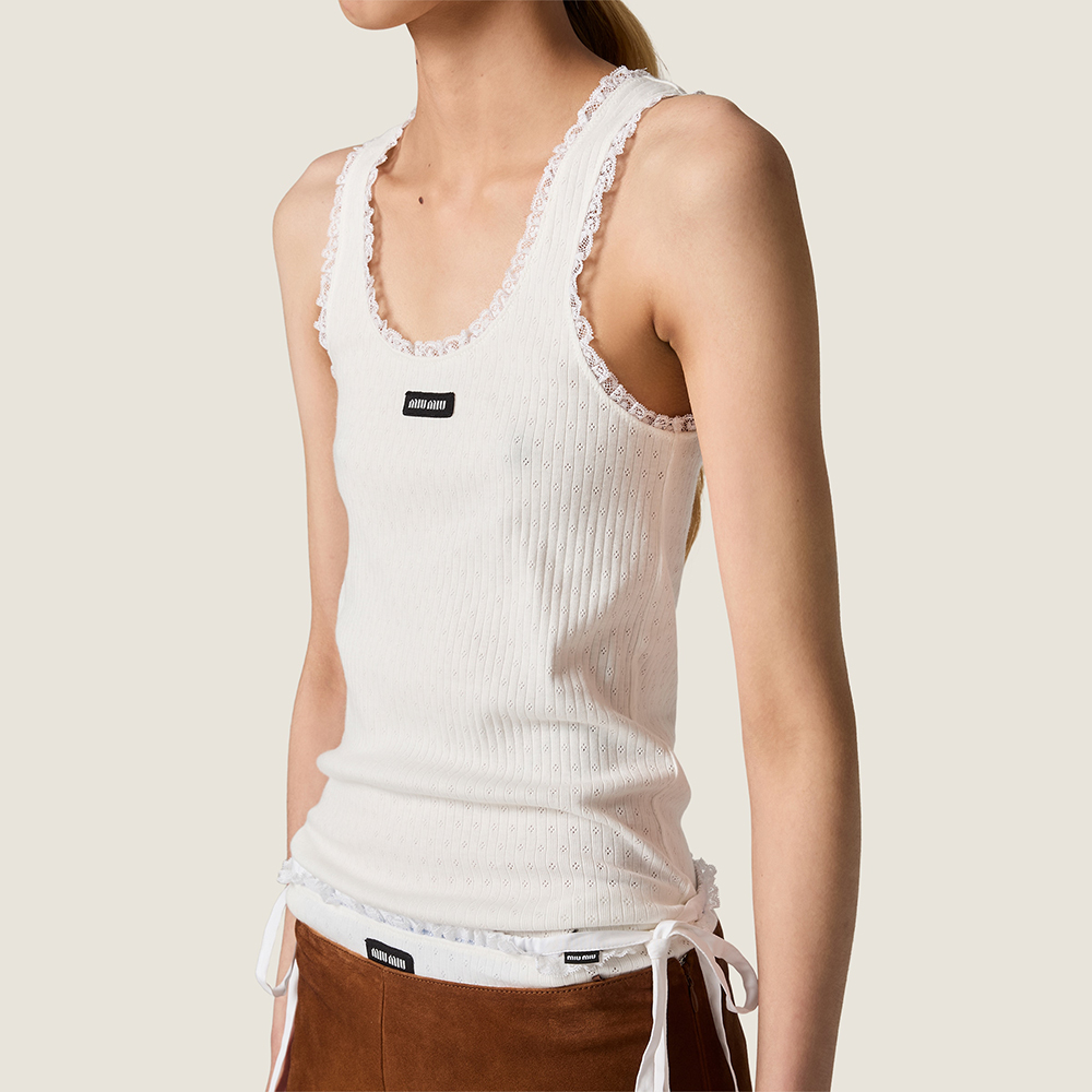 Designer white Clothing MiuMiu White Cotton Top #390457 View 2 | Nigo Office